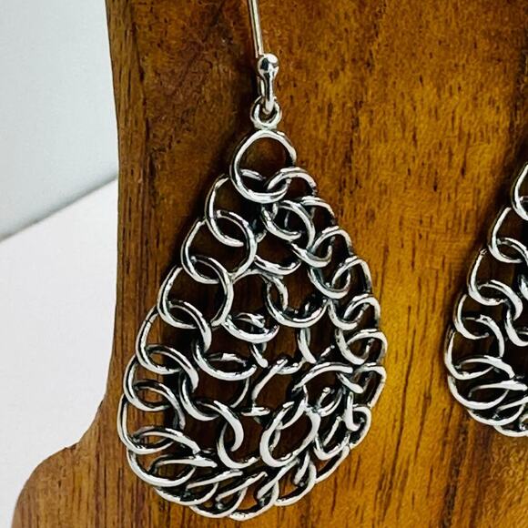 Silpada Sterling Silver Woven Swirl Tear Drop Earrings - Picture 2 of 7